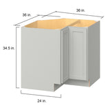 Hugo&Borg PRO Jasper 36-in W x 34.5-in H x 36-in D Whisper Gray Lazy Susan Corner Base Ready To Assemble Plywood Cabinet (Flat Panel Shaker Style)