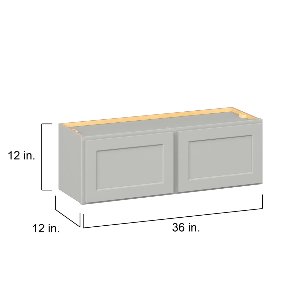 Hugo&Borg PRO Jasper 36-in W x 12-in H x 12-in D Whisper Gray Wall Ready To Assemble Plywood Cabinet (Flat Panel Shaker Door Style)
