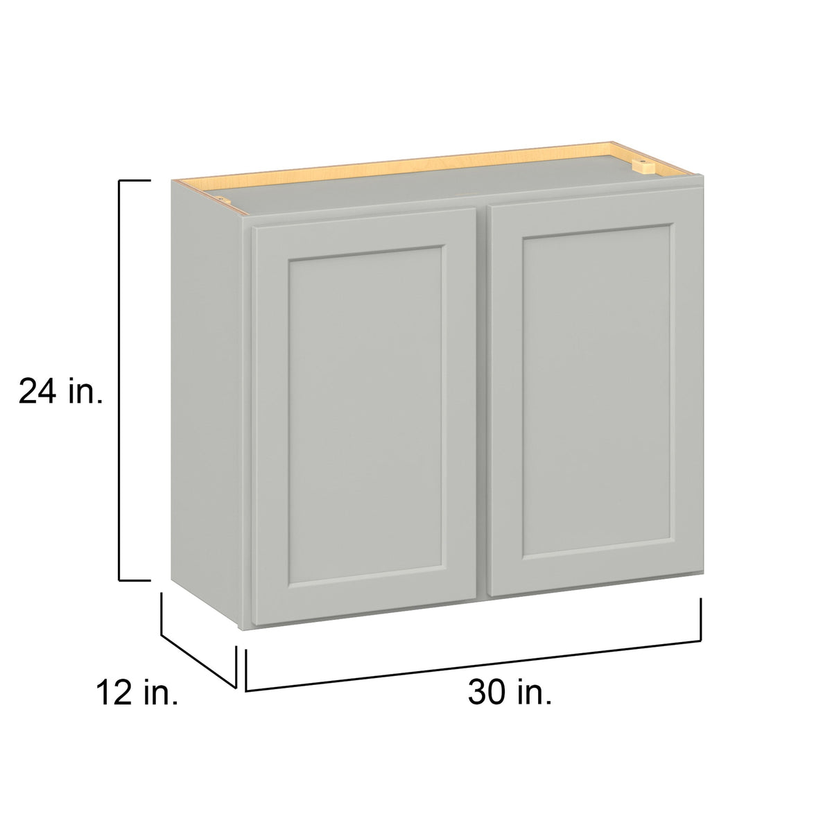 Hugo&Borg PRO Jasper 30-in W x 24-in H x 12-in D Whisper Gray Wall Ready To Assemble Plywood Cabinet (Flat Panel Shaker Door Style)
