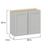 Hugo&Borg PRO Jasper 30-in W x 24-in H x 12-in D Whisper Gray Wall Ready To Assemble Plywood Cabinet (Flat Panel Shaker Door Style)