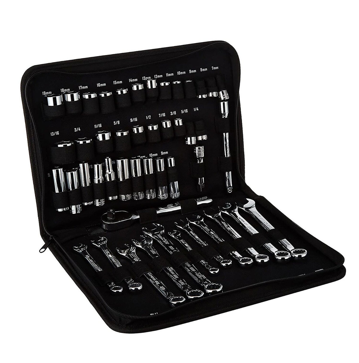 CRAFTSMAN 47-Piece SAE/Metric Polished Chrome Mechanics Tool Set with Soft Case, 3/8-in Drive