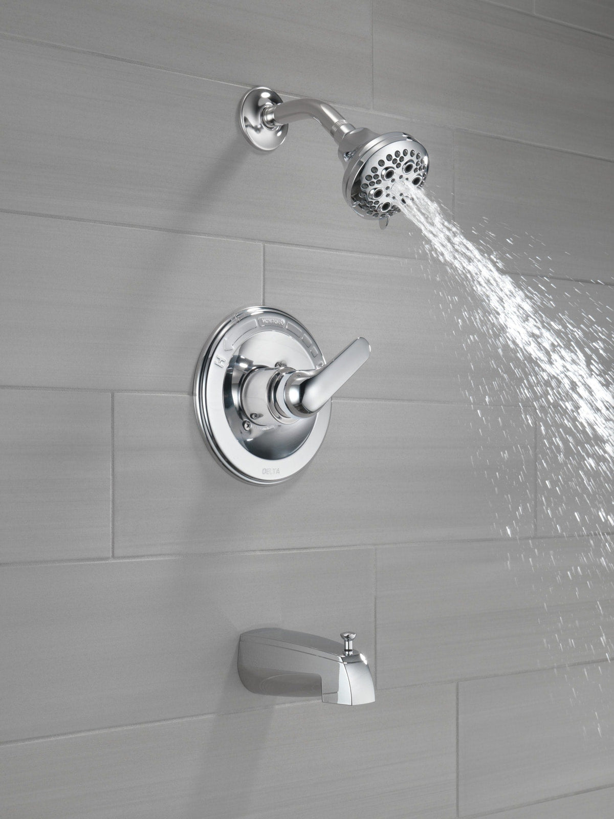 Delta Classic Chrome 1-Handle Multi-Function Bathtub and Shower Faucet with Valve, 5-in Showerhead