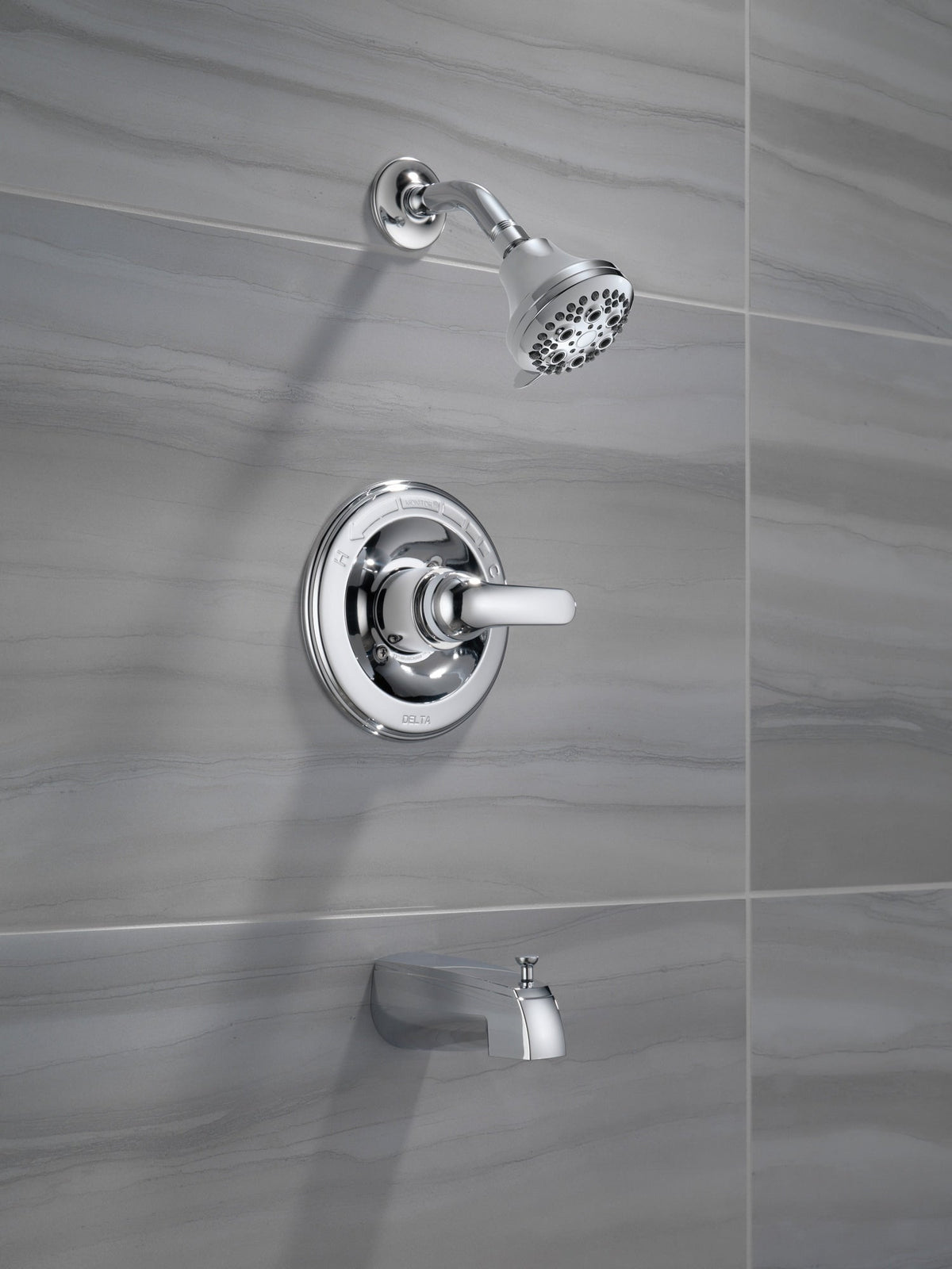 Delta Classic Chrome 1-Handle Multi-Function Bathtub and Shower Faucet with Valve, 5-in Showerhead