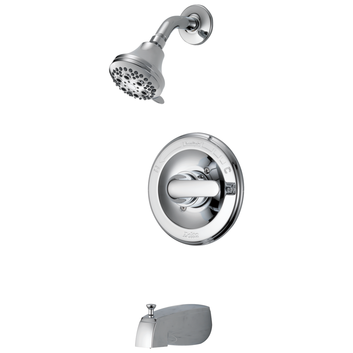Delta Classic Chrome 1-Handle Multi-Function Bathtub and Shower Faucet with Valve, 5-in Showerhead