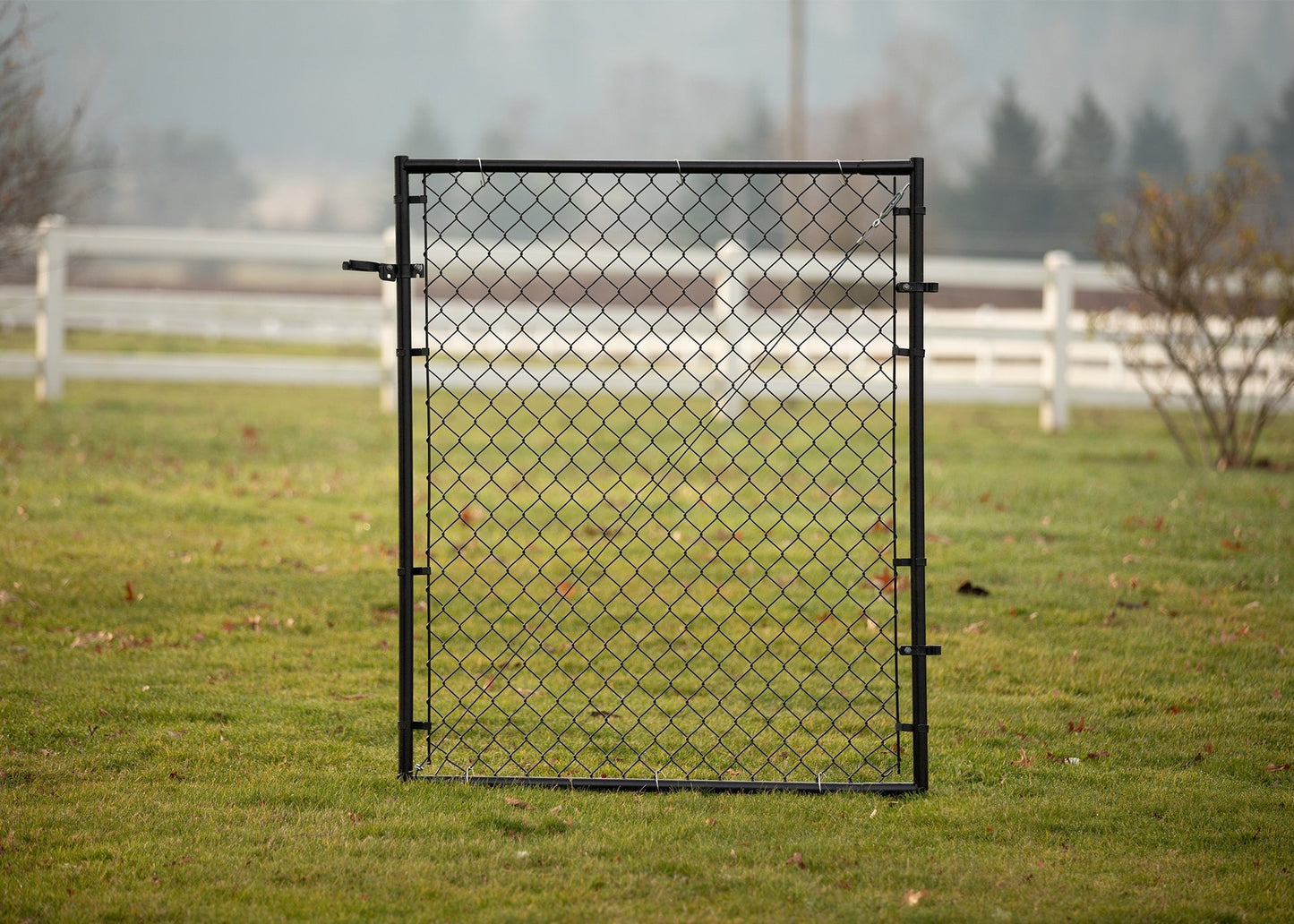 Fit-Right 6-ft H x 6-ft W Black Adjustable Metal Walk-thru Chain Link Fence Gate Kit with Mesh Size 2-in