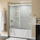 Crestfield 60 in. x 58-1/8 in. Traditional Semi-Frameless Sliding Bathtub Door in Bronze and 1/4 in. (6mm) Niebla Glass - Super Arbor