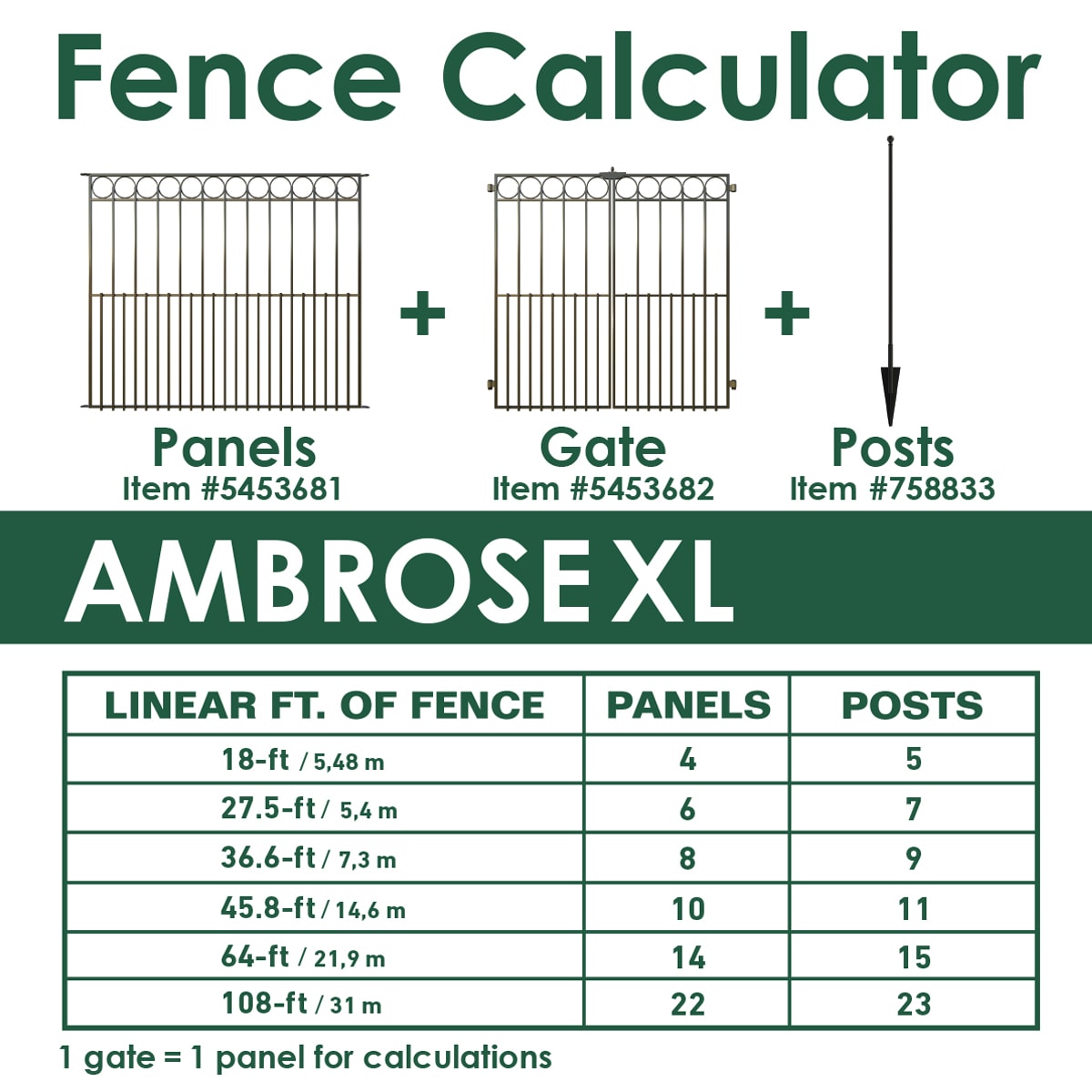 YARDLINK Grand Ambrose XL 3-ft H x 3-3/4-ft W Black Powder Coated Steel No Dig Flat-top No Dig Decorative Fence Gate
