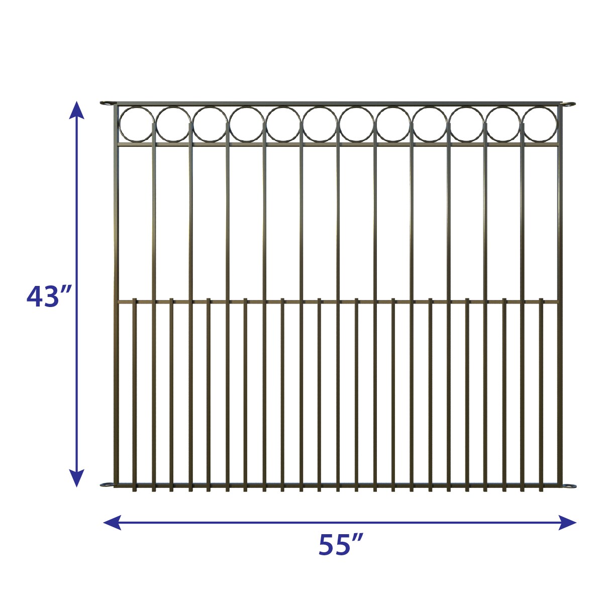 YARDLINK Grand Ambrose XL 3-ft H x 4-1/2-ft W Black Powder Coated Steel No Dig Flat-top No Dig Decorative Fence Panel