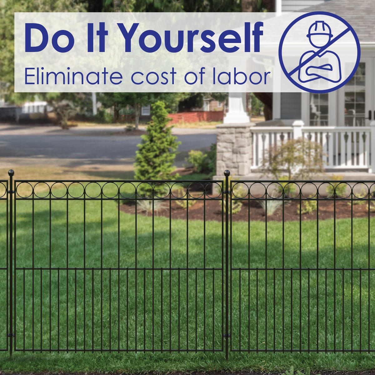 YARDLINK Grand Ambrose XL 3-ft H x 4-1/2-ft W Black Powder Coated Steel No Dig Flat-top No Dig Decorative Fence Panel