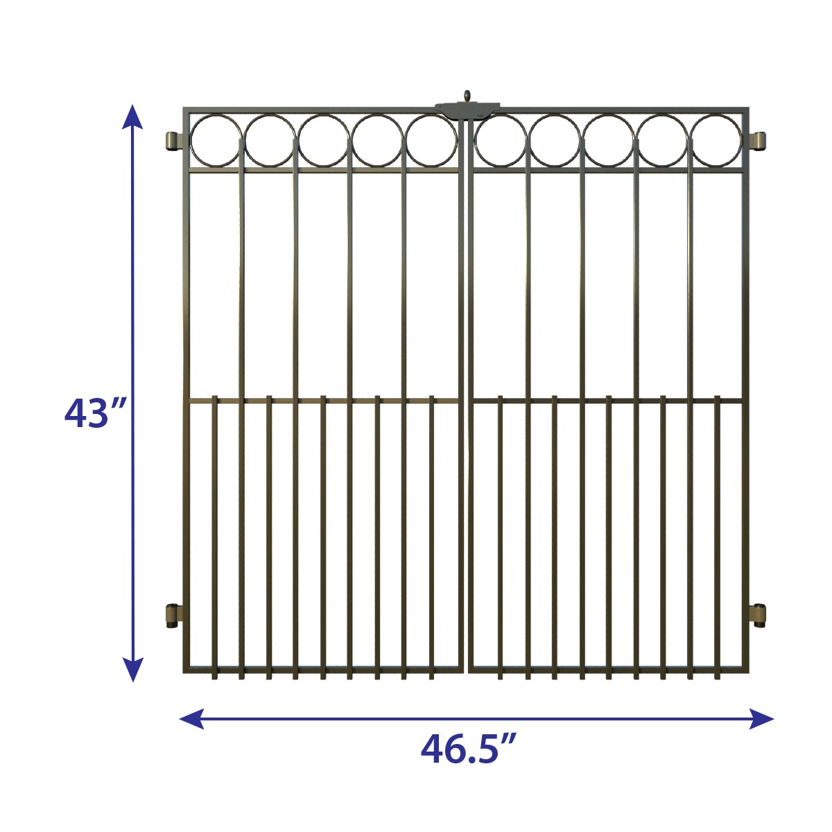 YARDLINK Grand Ambrose XL 3-ft H x 3-3/4-ft W Black Powder Coated Steel No Dig Flat-top No Dig Decorative Fence Gate