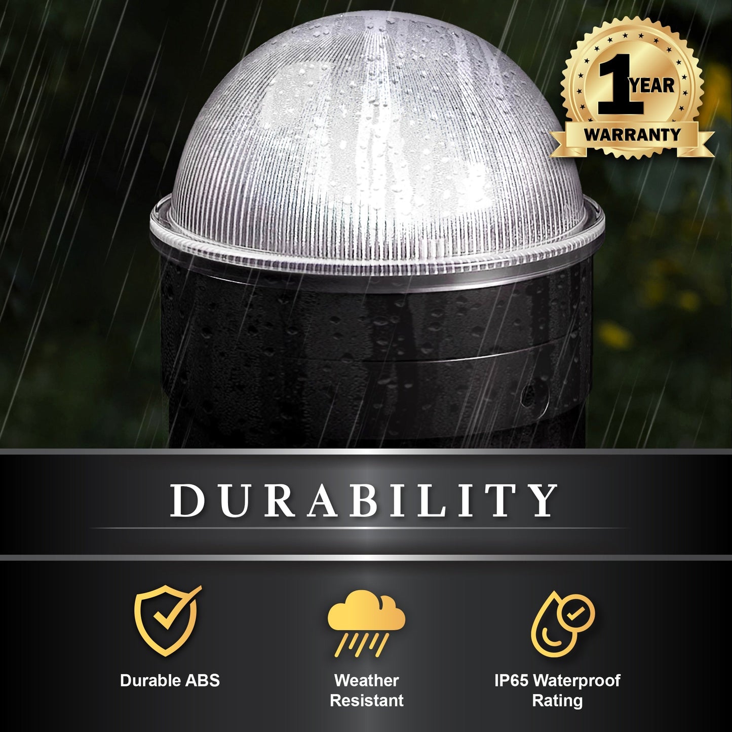 Classy Caps 5-Lumen 1-Watt Black Solar LED Outdoor Post Cap Light (4500 K)