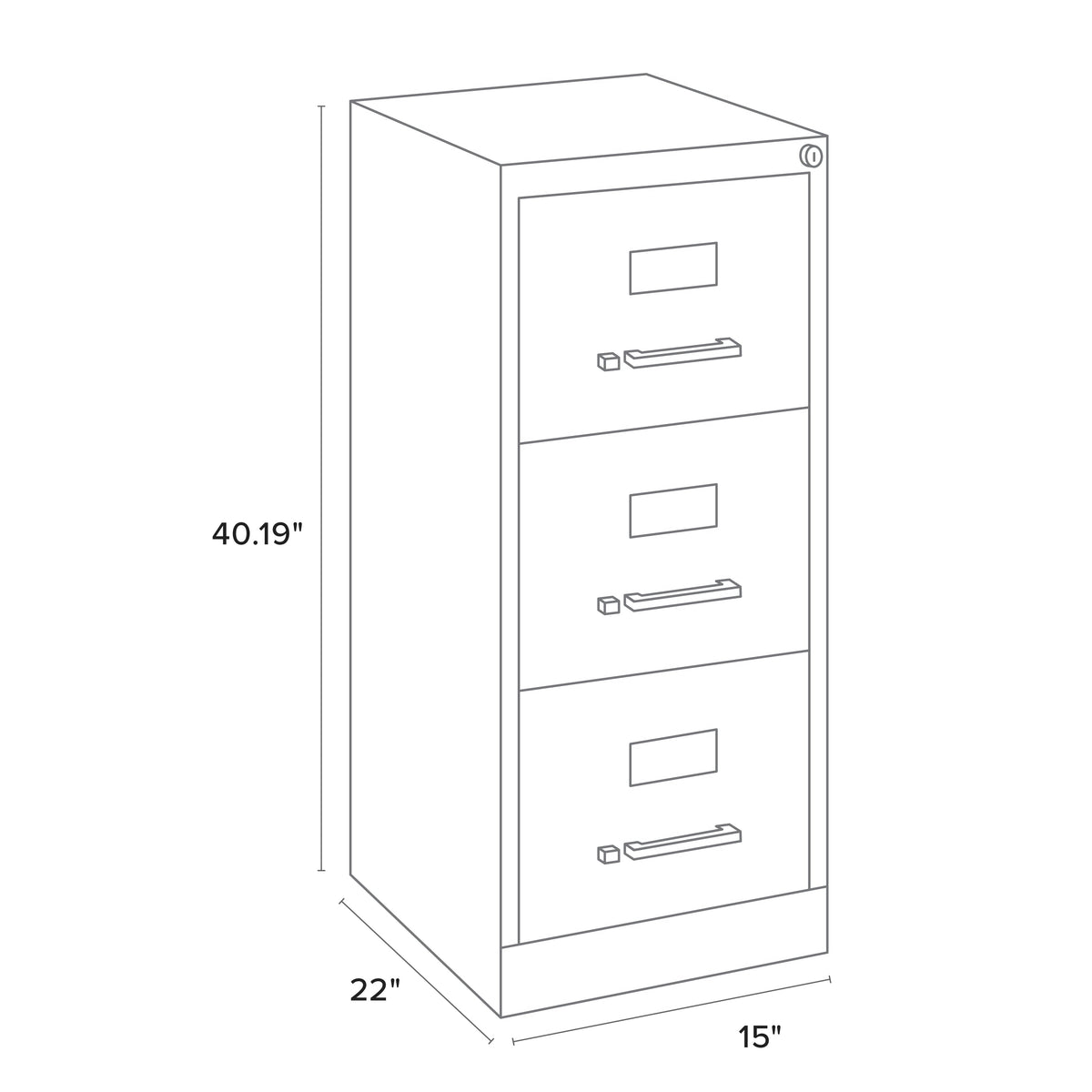 Hirsh Light Gray 3-Drawer 15-in File Cabinet