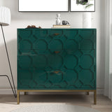 Clihome 3-Drawer MDF Green Storage Cabinet Green Nightstand