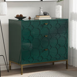 Clihome 3-Drawer MDF Green Storage Cabinet Green Nightstand