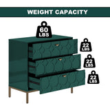 Clihome 3-Drawer MDF Green Storage Cabinet Green Nightstand