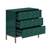Clihome 3-Drawer MDF Green Storage Cabinet Green Nightstand