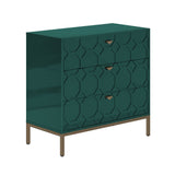 Clihome 3-Drawer MDF Green Storage Cabinet Green Nightstand