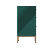 Clihome 3-Drawer MDF Green Storage Cabinet Green Nightstand