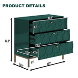 Clihome 3-Drawer MDF Green Storage Cabinet Green Nightstand