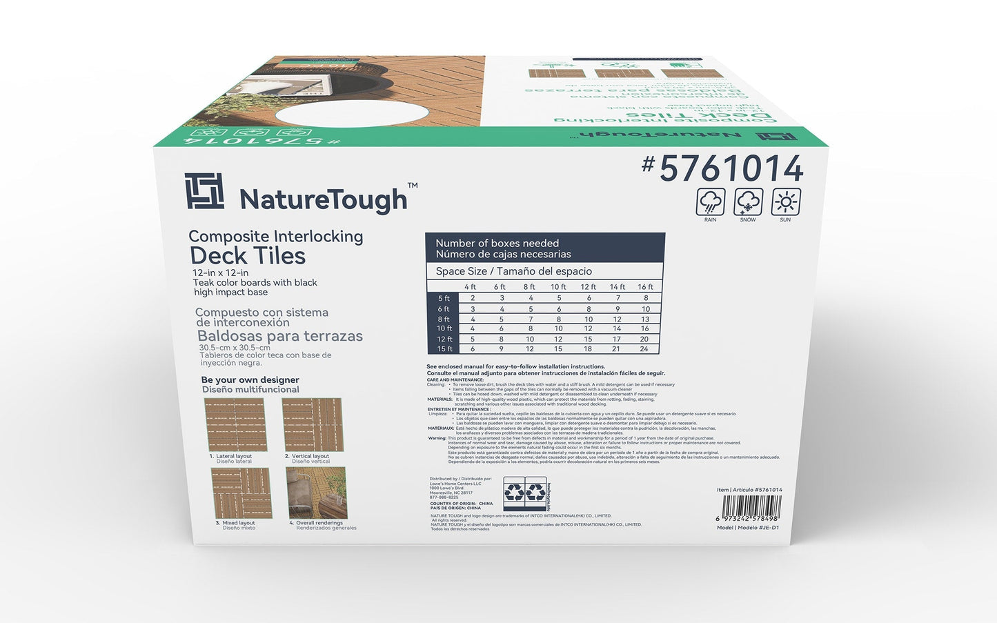 10-Pack Teak Prefinished Pressure Treated Composite Deck Tile