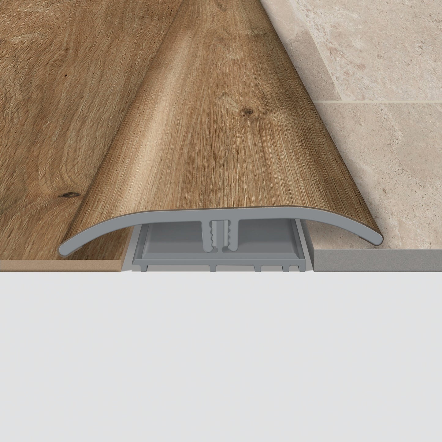 SimpleSolutions Elite Gray Sky Walnut 3-in x 86-in Vinyl 4-in-1 Floor Moulding