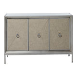 Grayson Lane Gray Upholstered Front Panel 1 Shelf and 3 Doors Accent Chest