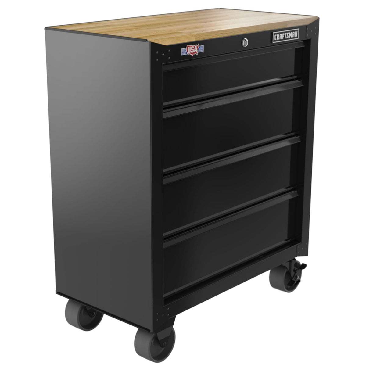 CRAFTSMAN 26.2-in L x 32.5-in H 4-Drawer Rolling Black Wood Work Bench