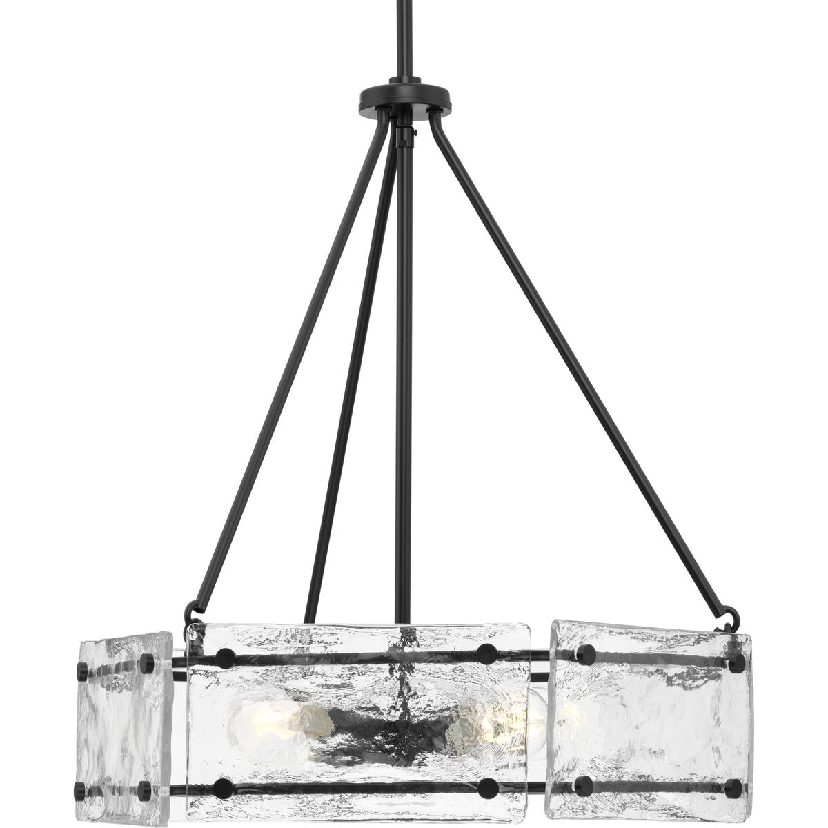 Progress Lighting Rivera 4-Light Matte Black Craftsman Chandelier