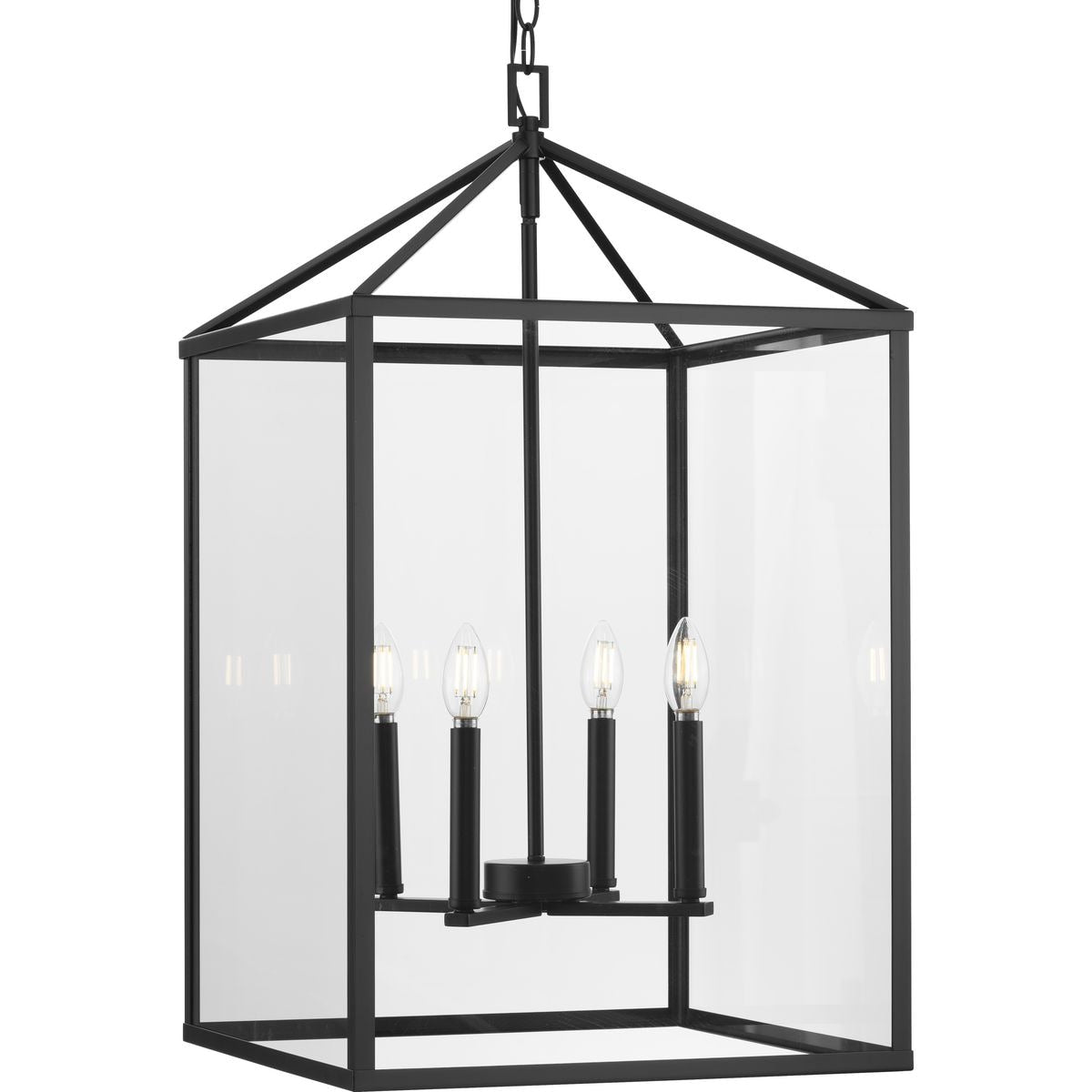 Progress Lighting Hillcrest 4-Light Matte Black Transitional Chandelier