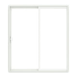Pella 150 Series West 72-in x 80-in 4-9/16-in Jamb Low-E Argon White Vinyl Sliding Universal Double Patio Door