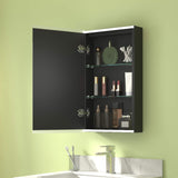 ExBrite Arvona 15-in x 26-in Lighted LED Surface Mount Matte Black Mirrored Medicine Cabinet