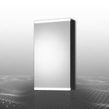 ExBrite Arvona 15-in x 26-in Lighted LED Surface Mount Matte Black Mirrored Medicine Cabinet