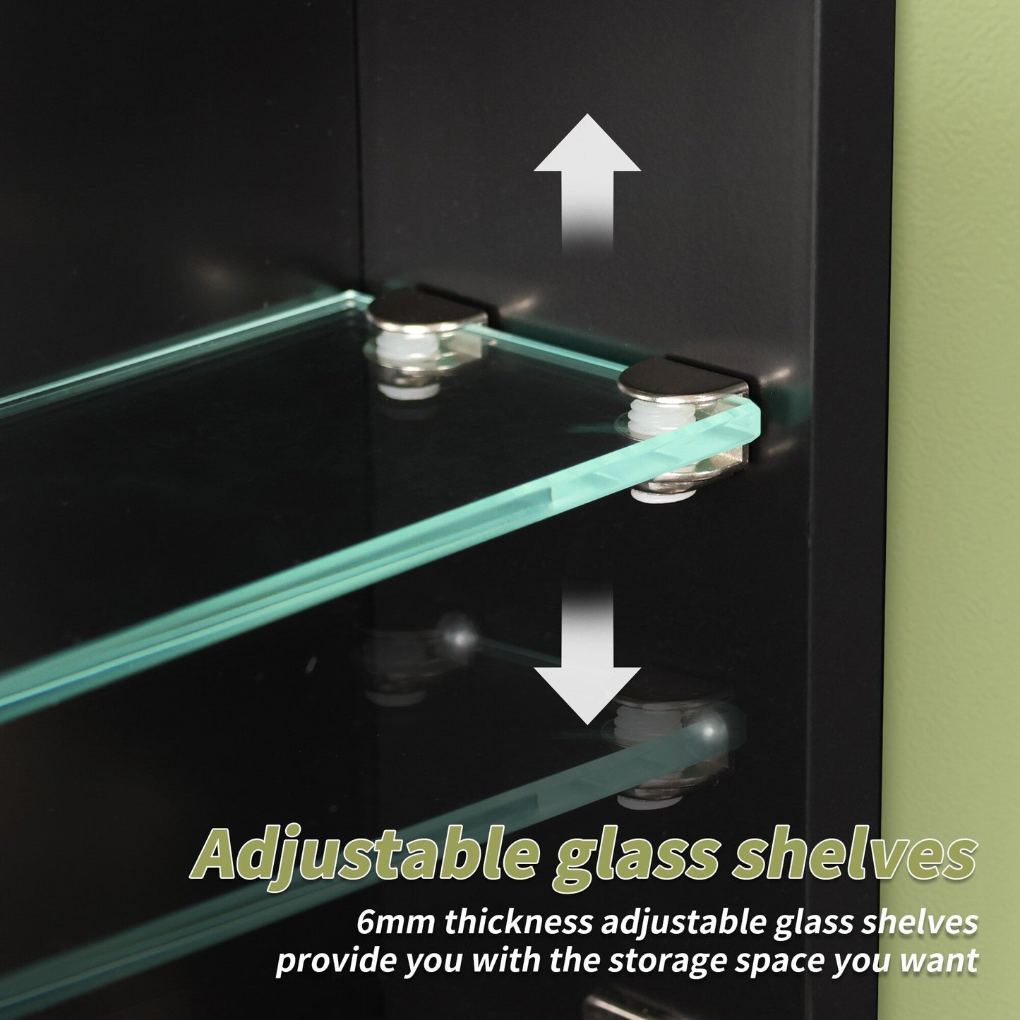 ExBrite Arvona 15-in x 26-in Lighted LED Surface Mount Matte Black Mirrored Medicine Cabinet
