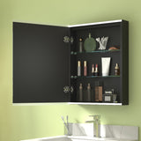 ExBrite Arvona 20-in x 26-in Lighted LED Surface Mount Matte Black Mirrored Medicine Cabinet