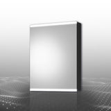 ExBrite Arvona 20-in x 26-in Lighted LED Surface Mount Matte Black Mirrored Medicine Cabinet