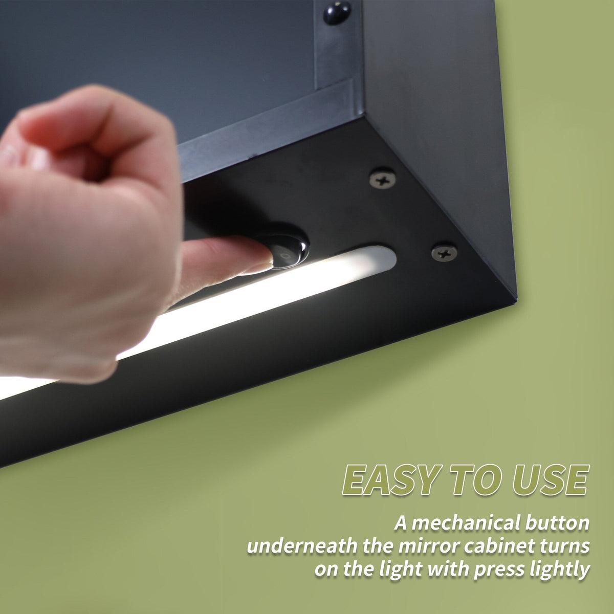 ExBrite Arvona 24-in x 30-in Lighted LED Surface Mount Matte Black Mirrored Medicine Cabinet