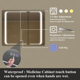 ExBrite Nova 36-in x 30-in Lighted LED Fog Free Surface/Recessed Mount Silver Mirrored Soft Close Medicine Cabinet with Outlet