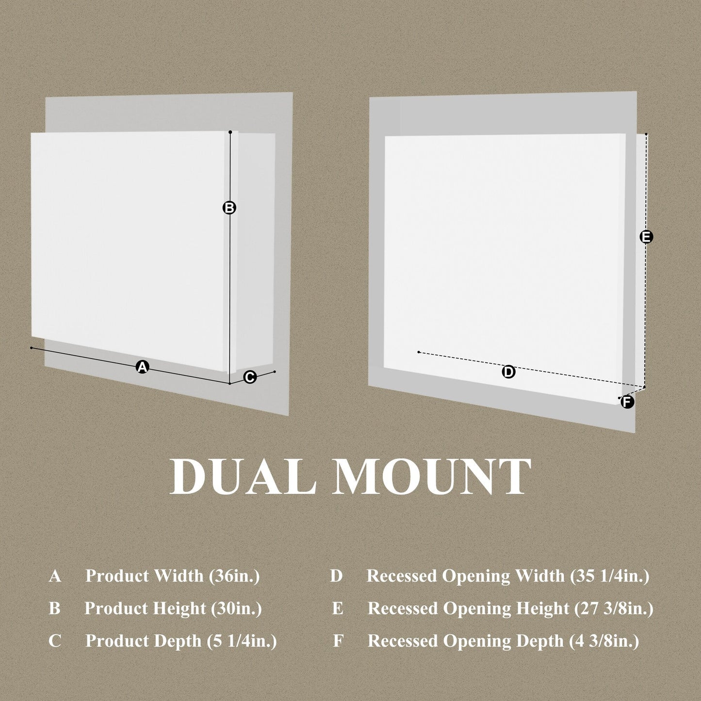 ExBrite Nova 36-in x 30-in Lighted LED Fog Free Surface/Recessed Mount Silver Mirrored Soft Close Medicine Cabinet with Outlet