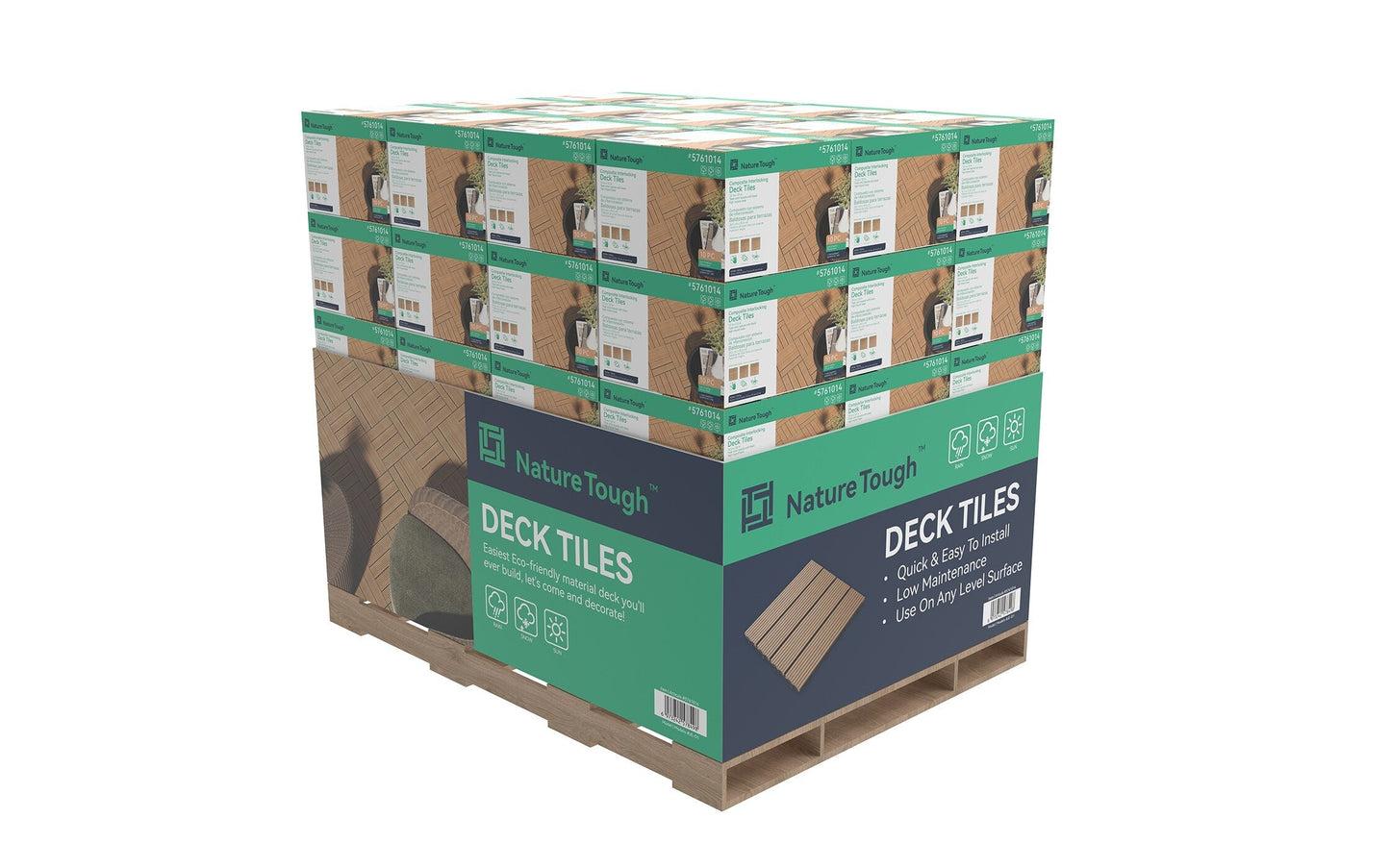 10-Pack Teak Prefinished Pressure Treated Composite Deck Tile