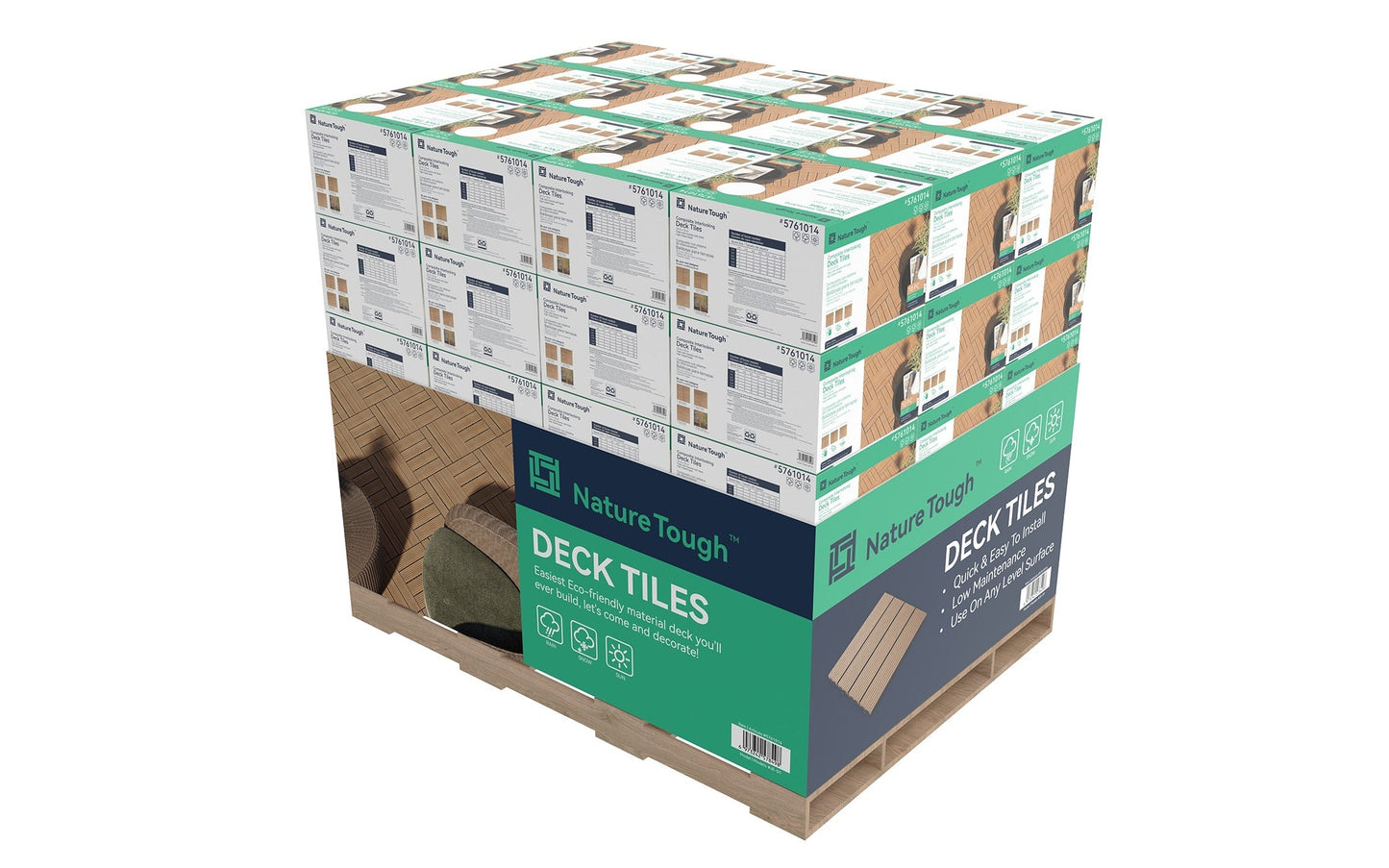 10-Pack Teak Prefinished Pressure Treated Composite Deck Tile