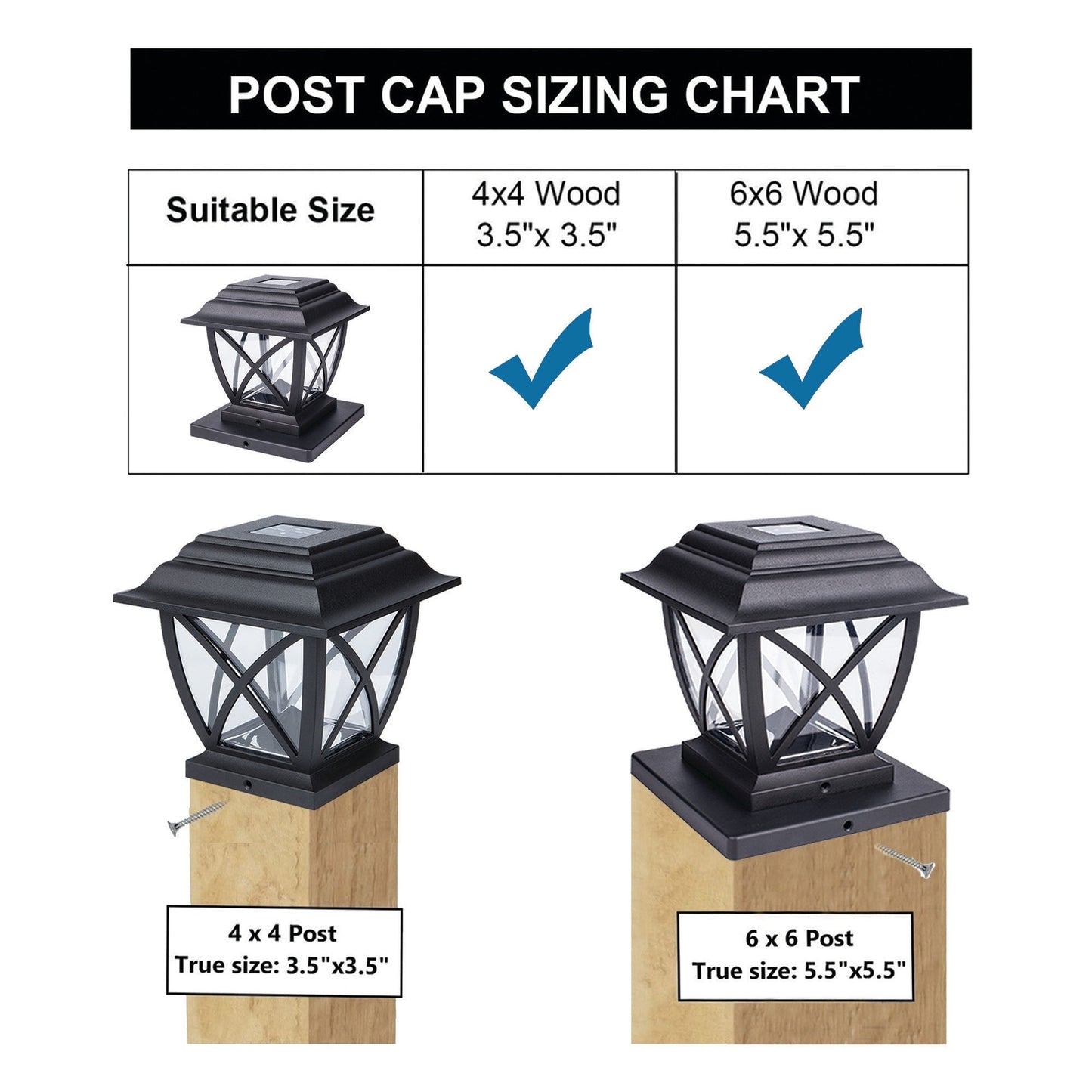 Harbor Breeze 4-in x 4-in 2-Pack 5-Lumen Black Solar LED Outdoor Post Cap Light (3500 K)