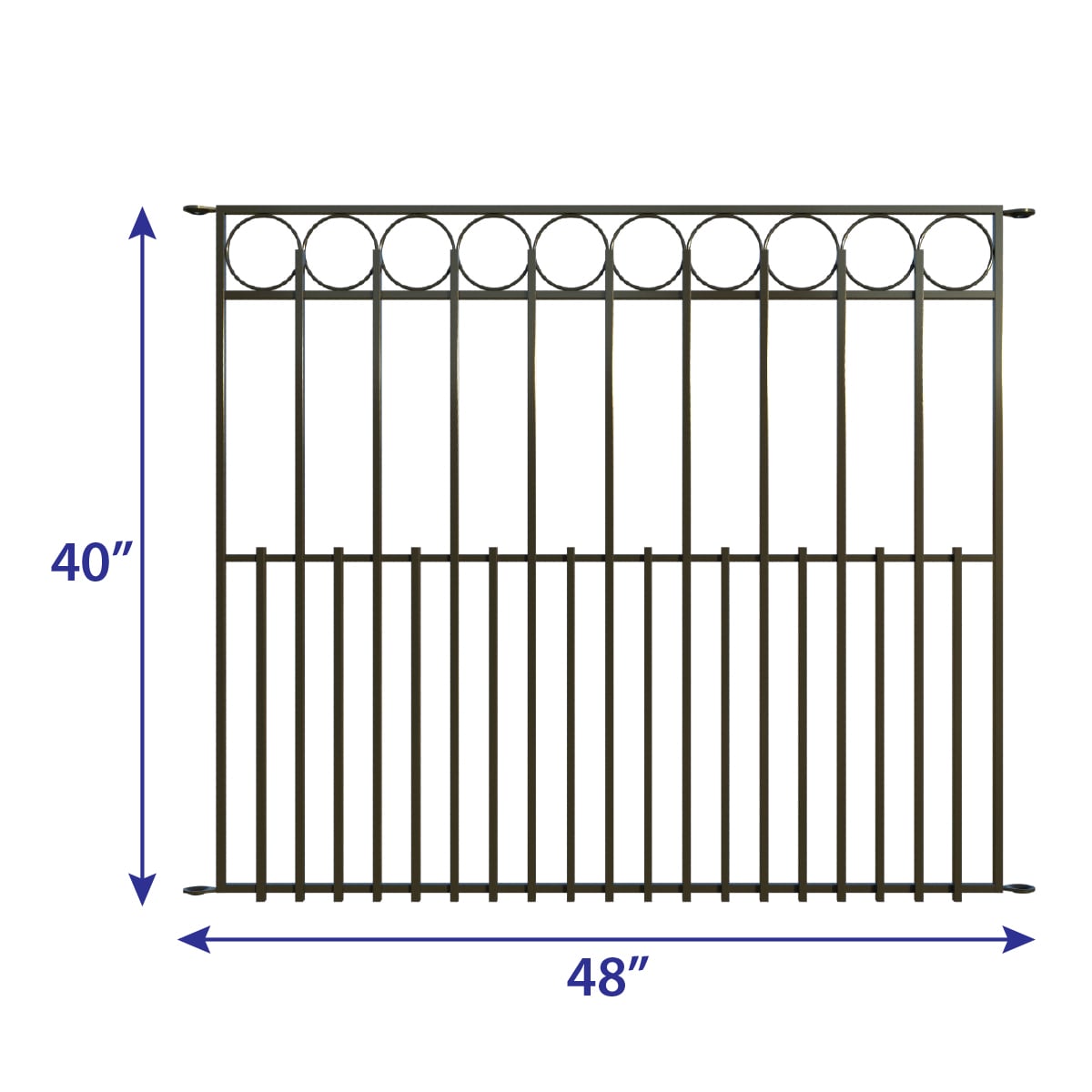 YARDLINK Grand Ambrose 3-ft H x 4-ft W Powder Coated Galvanized Steel Decorative Metal Flat-top No Dig Decorative Fence Panel
