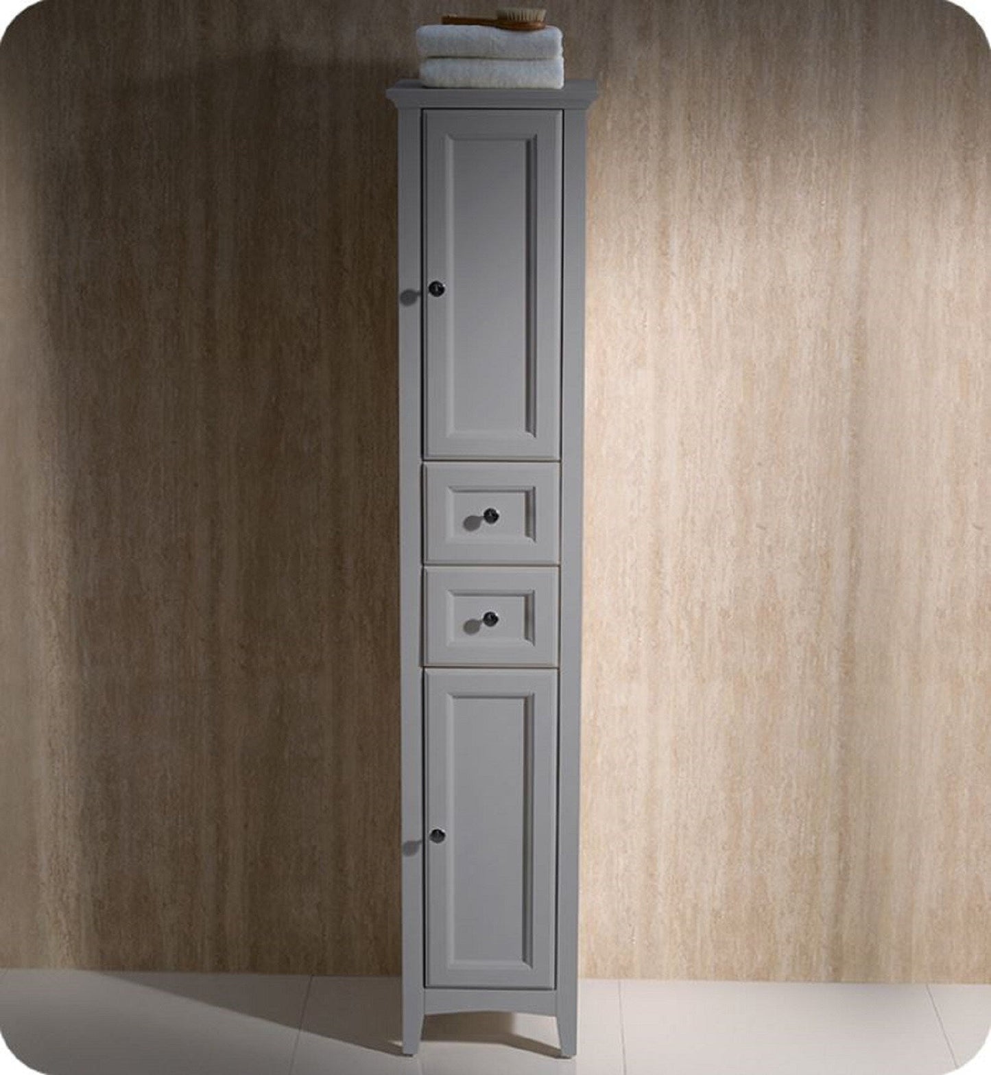Fresca Oxford 14-in x 68-in x 15.84-in Gray Wood Freestanding Soft Close Corner Linen Cabinet