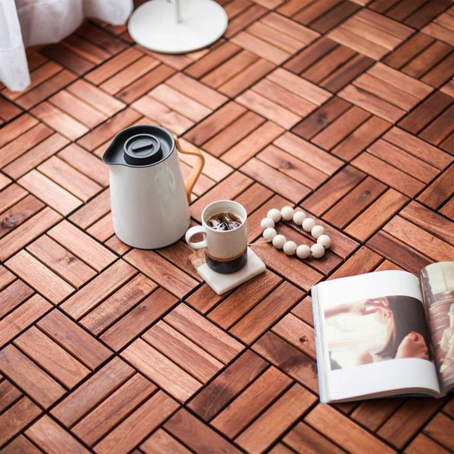Bybafun 12-in x 12-in 10-Pack Brown Pattern 2 Prefinished Tigerwood Deck Tile