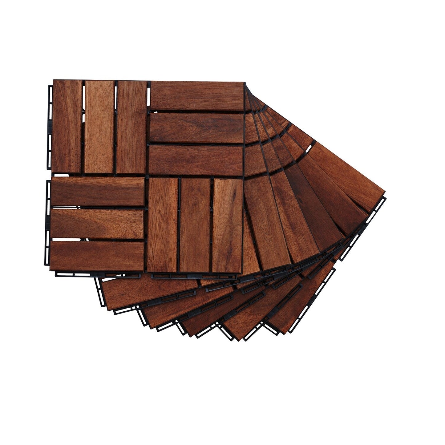 Bybafun 12-in x 12-in 10-Pack Brown Pattern 2 Prefinished Tigerwood Deck Tile