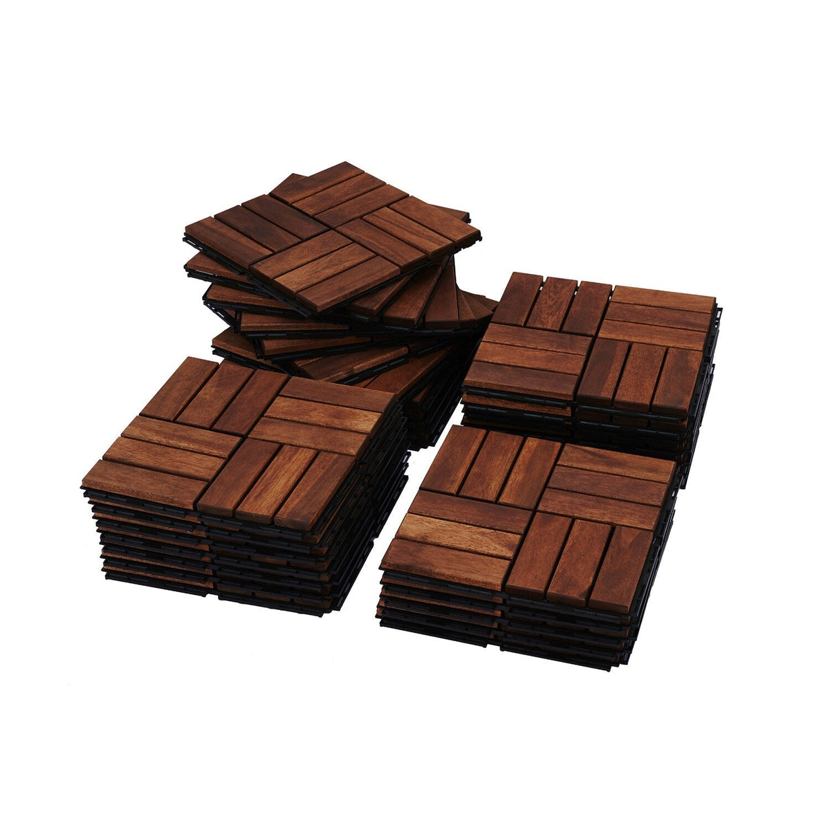 Bybafun 12-in x 12-in 10-Pack Brown Pattern 2 Prefinished Tigerwood Deck Tile