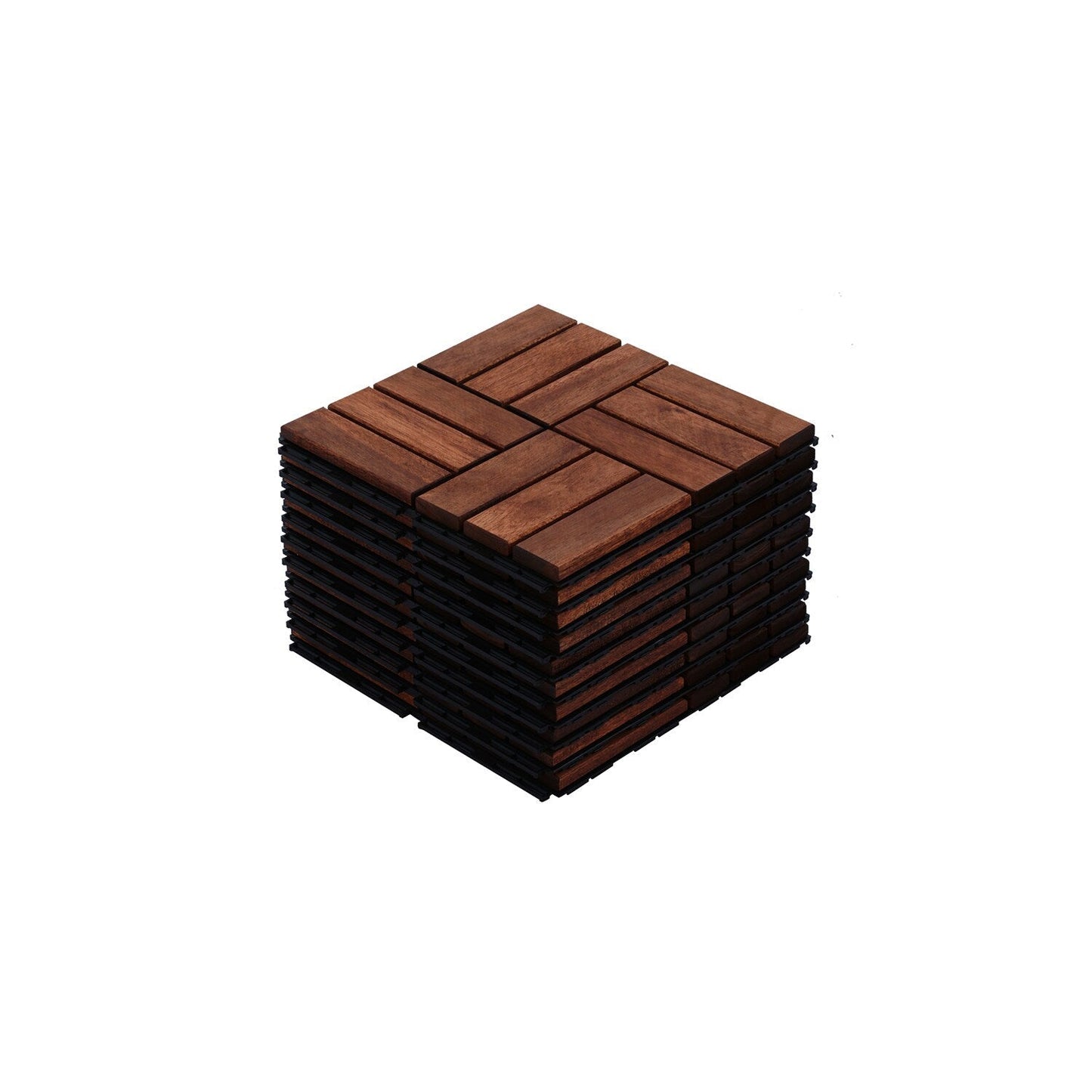 Bybafun 12-in x 12-in 10-Pack Brown Pattern 2 Prefinished Tigerwood Deck Tile