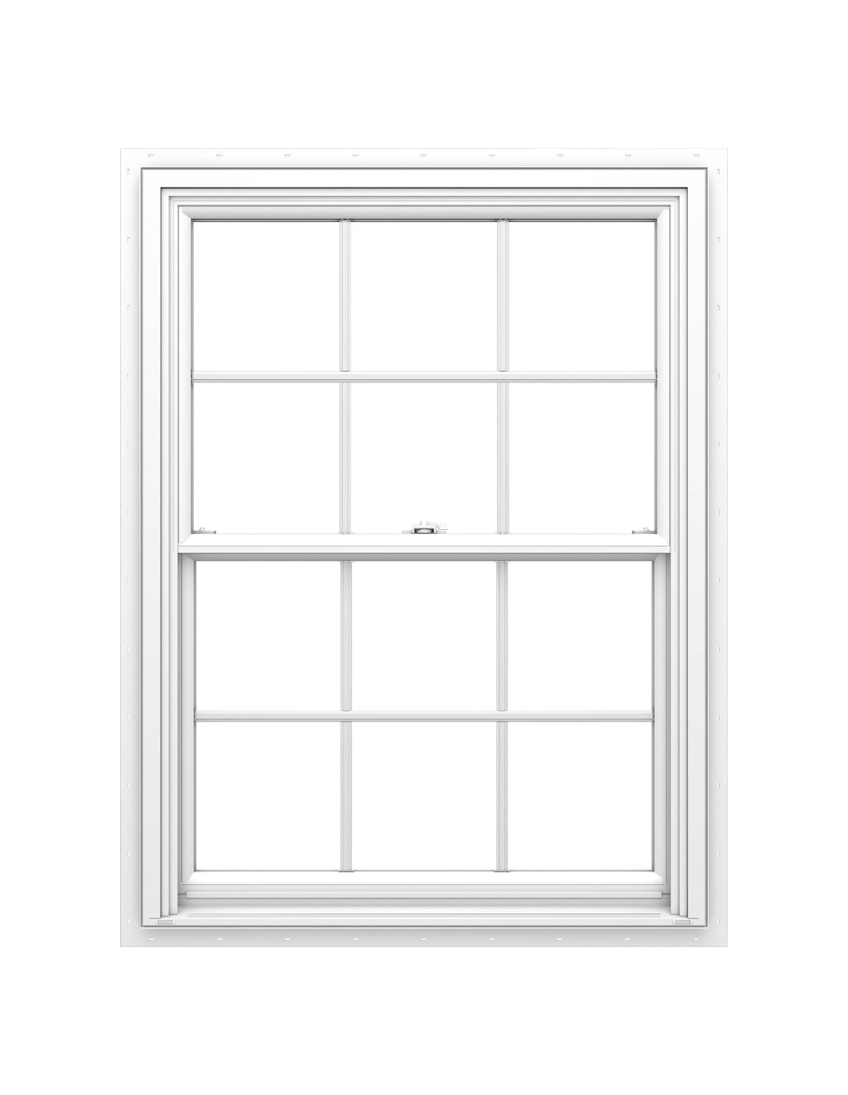 Pella 150 Series New Construction 37-1/2-in x 23-1/2-in White Vinyl Low-E Argon Double-Hung Window with Grids, Full Screen Included