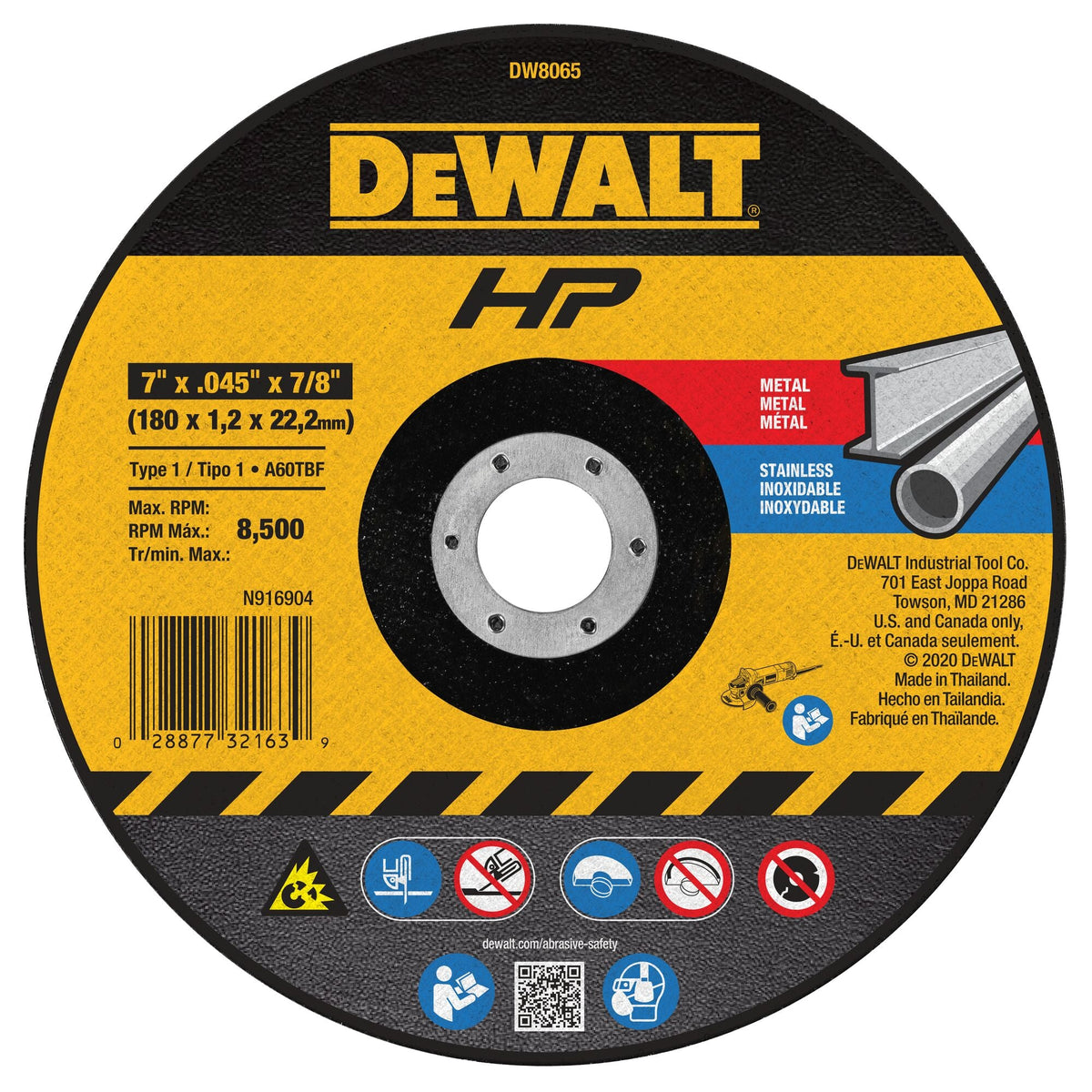 DEWALT Aluminum Oxide 7-in 60-Grit Grinding Wheel, Type 1, 7/8-in Arbor