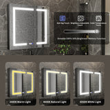 ExBrite 30-in x 30-in Lighted LED Fog Free Surface/Recessed Mount Matte Black Mirrored Soft Close Medicine Cabinet with Outlet